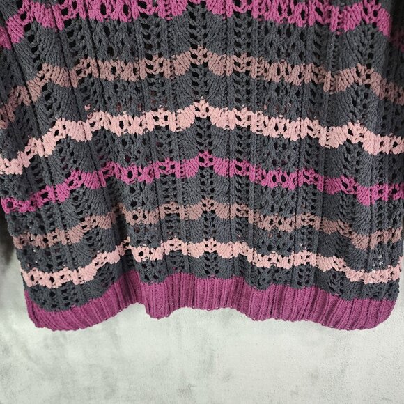 Womens LuLaRoe Striped Open Knit Mariah Sweater Round Neck Long Sleeve Size 3XL - Picture 3 of 11